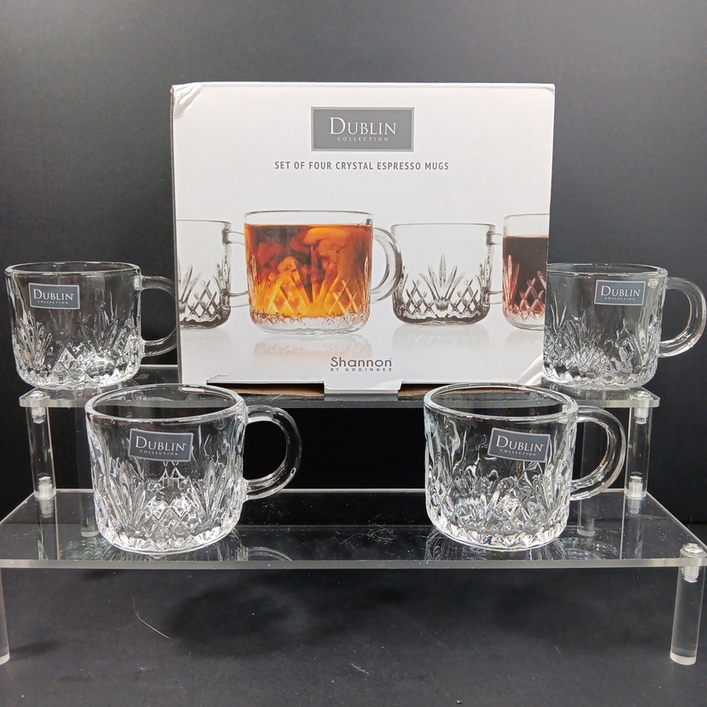 Set Of 4 Crystal Godinger Dublin Espresso Cups Shannon By Godinger Glasses Mugs